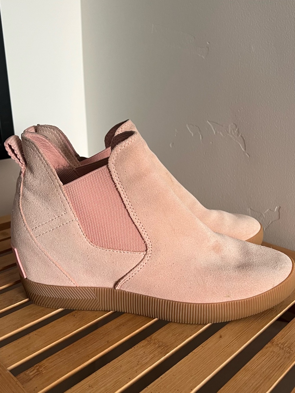 Sorel Pink Suede Wedge Sneaker